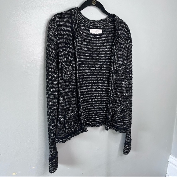 Ann Taylor Loft Cardigan Sweater Black White Stripe Small - Picture 5 of 12